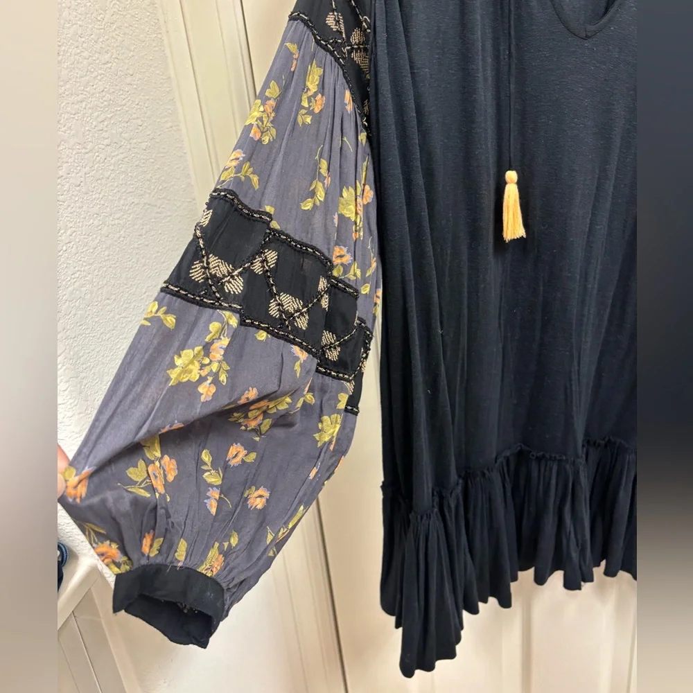 Free People Boho dress, black with light orange details - Picture 6 of 7